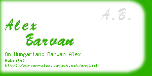 alex barvan business card